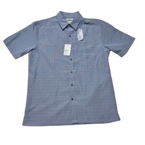 NEW Croft & Barrow Easy Care Men Blue Plaid Short Sleeve Button Down Shirt S M